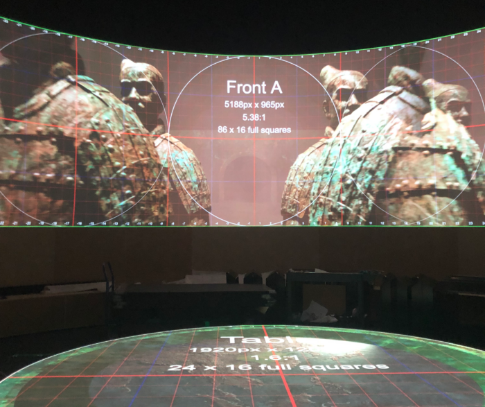 S1T2 team tests projection mapping software for opening immersive experience in Terracotta Warriors exhibition.