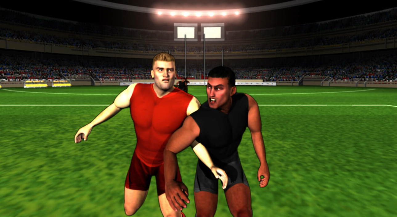 Screenshot of 3D digital AFL avatars from Visa Wave and Win experiential marketing activation.