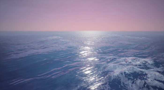 Screenshot from the AIA Thinkwell real-time visualisation shows a calm ocean.