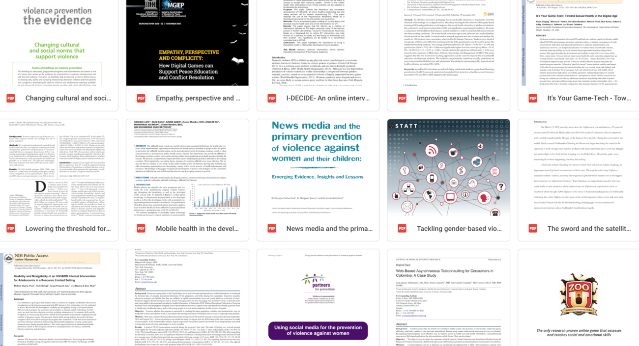 Collection of scholarly articles included in the literature review for Nabilan Program.