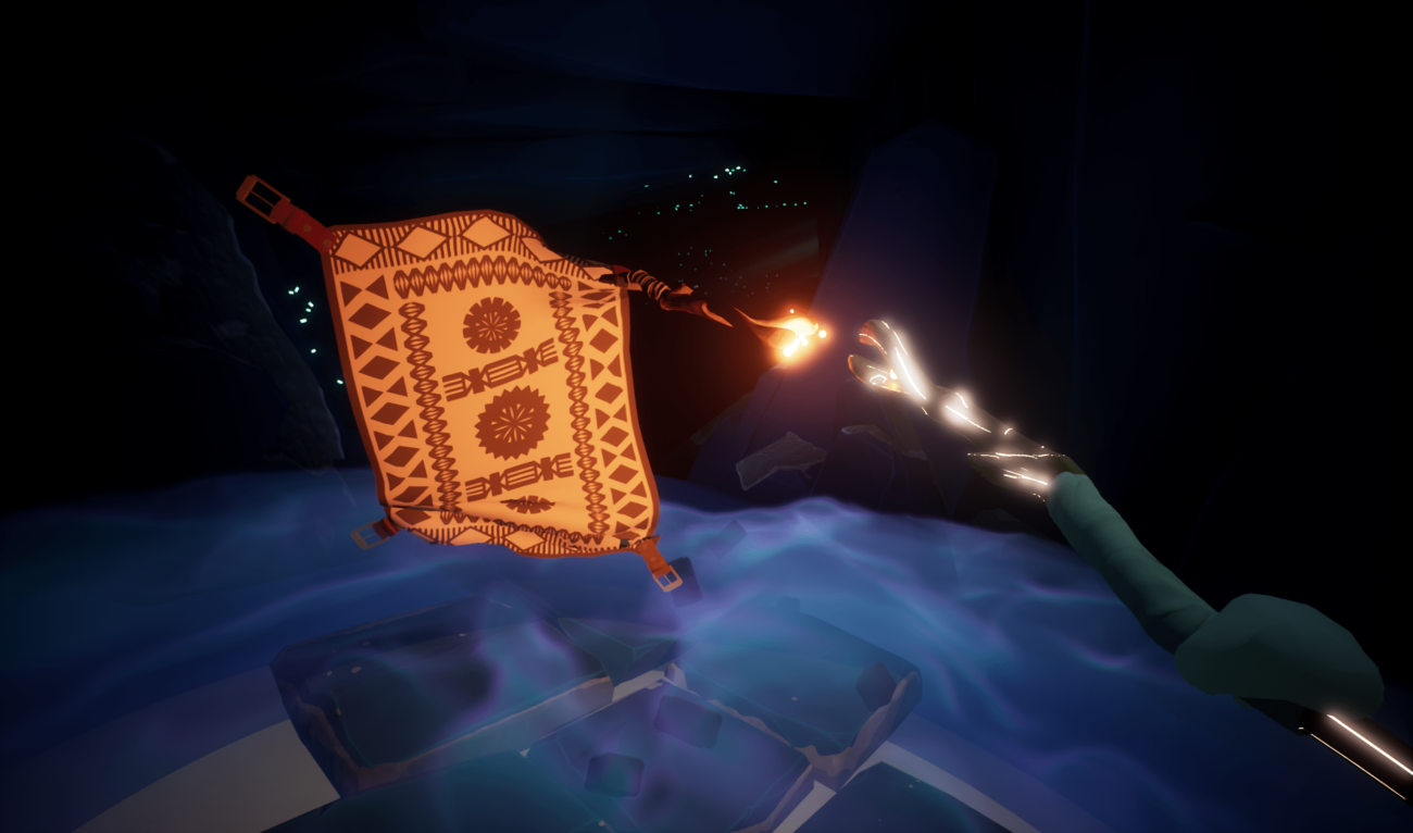 Screenshot of magic carpet interactions in S1T2’s Beyond the Stars virtual reality experience.