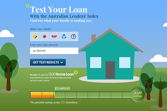 Promotional image for 1300HomeLoan Test Your Loan interactive website design.