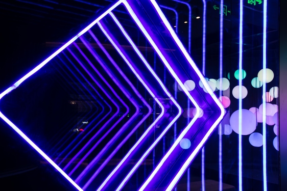 Stripes and orbs of light create highly sensory experiential marketing activations at the vivo Lab.