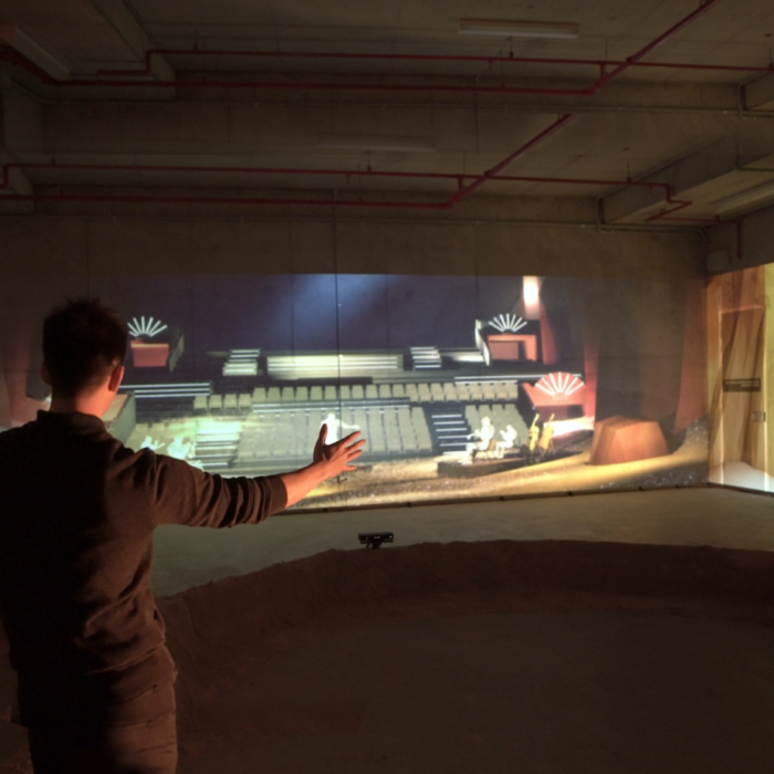 Man uses hand gestures to transform a 3D real-time environment in AECOM Underground Cities from digital marketing agency.