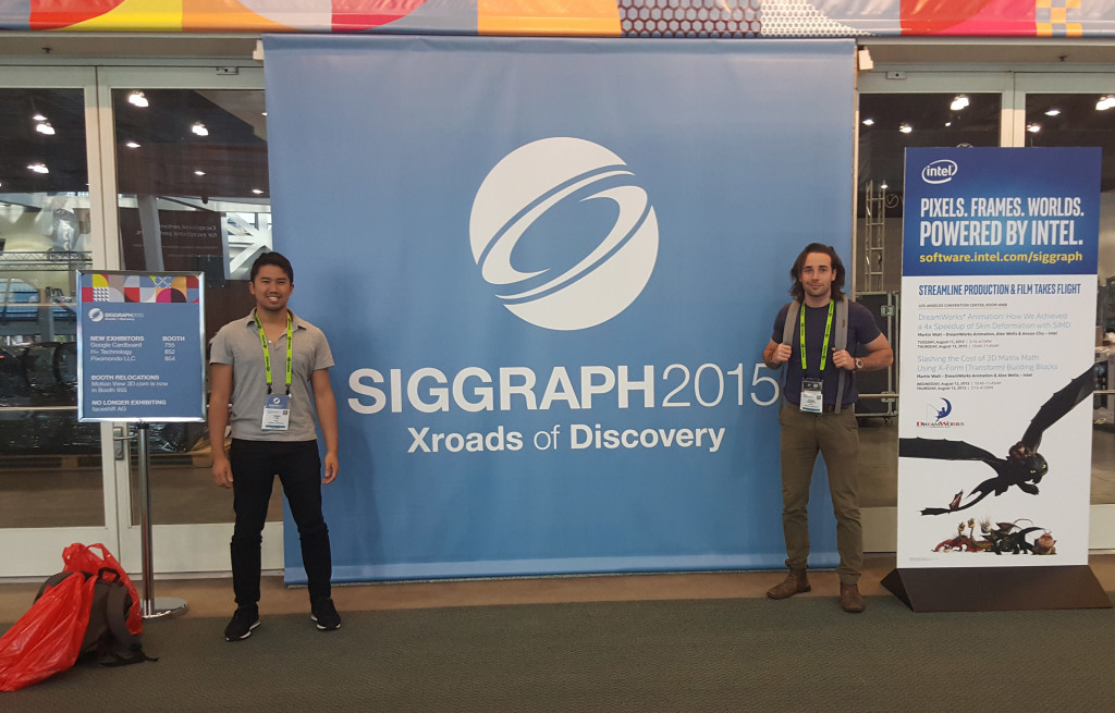 Creative Technology team standing infront of SIGGRAPH 2015 banner.