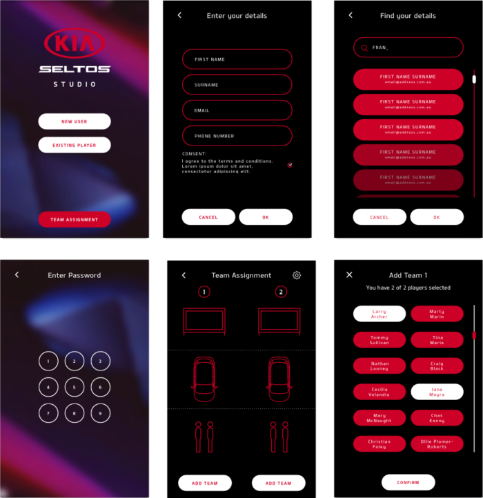 Screenshot of the user experience UI design created by creative technology company for Kia Beat the Beat.