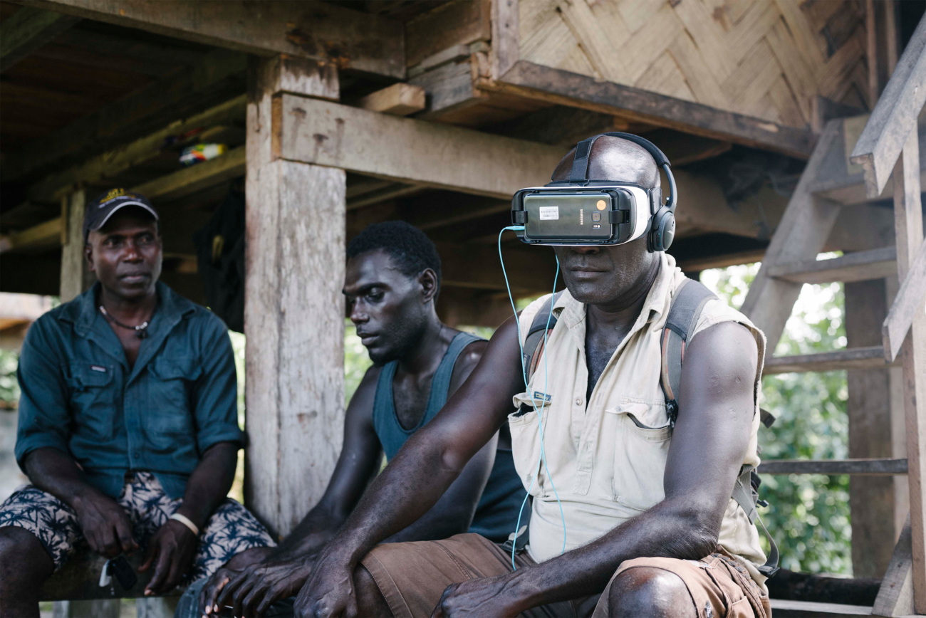 Man experiencing the virtual reality documentary.