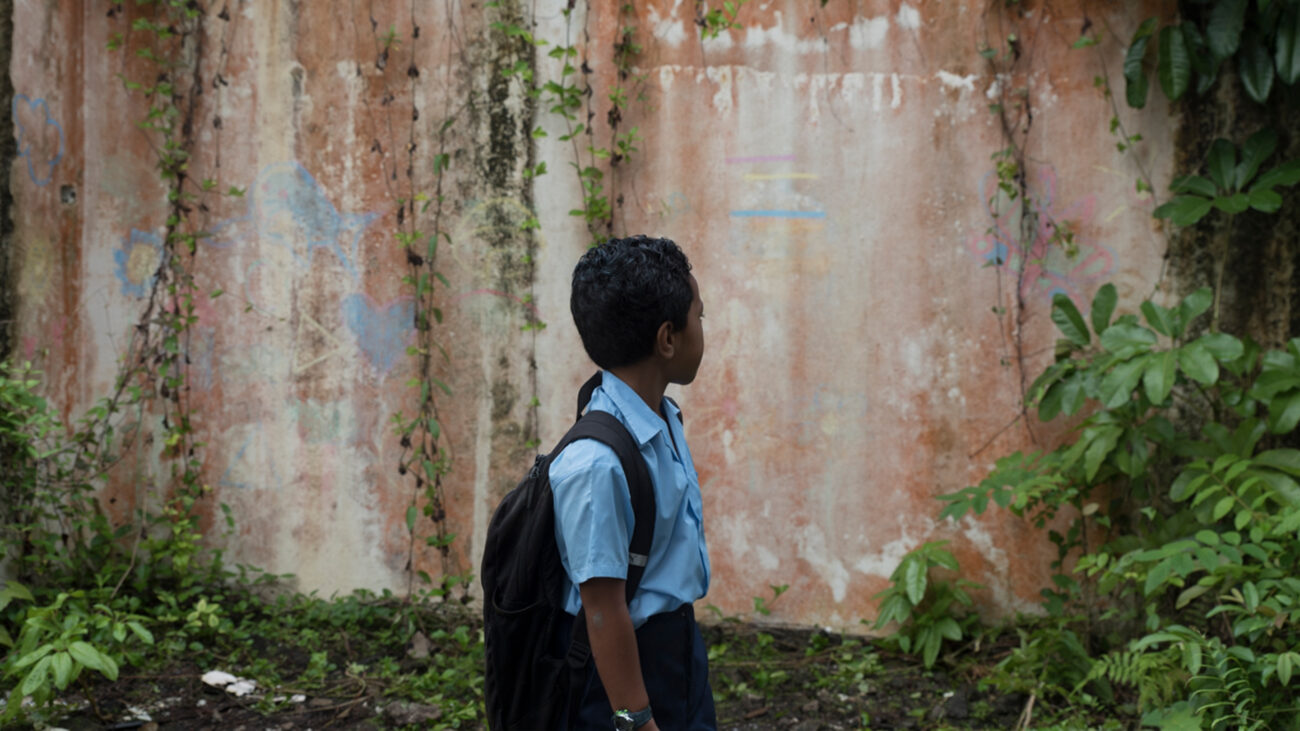 Fijian child in UNICEF Draw the Line TVC