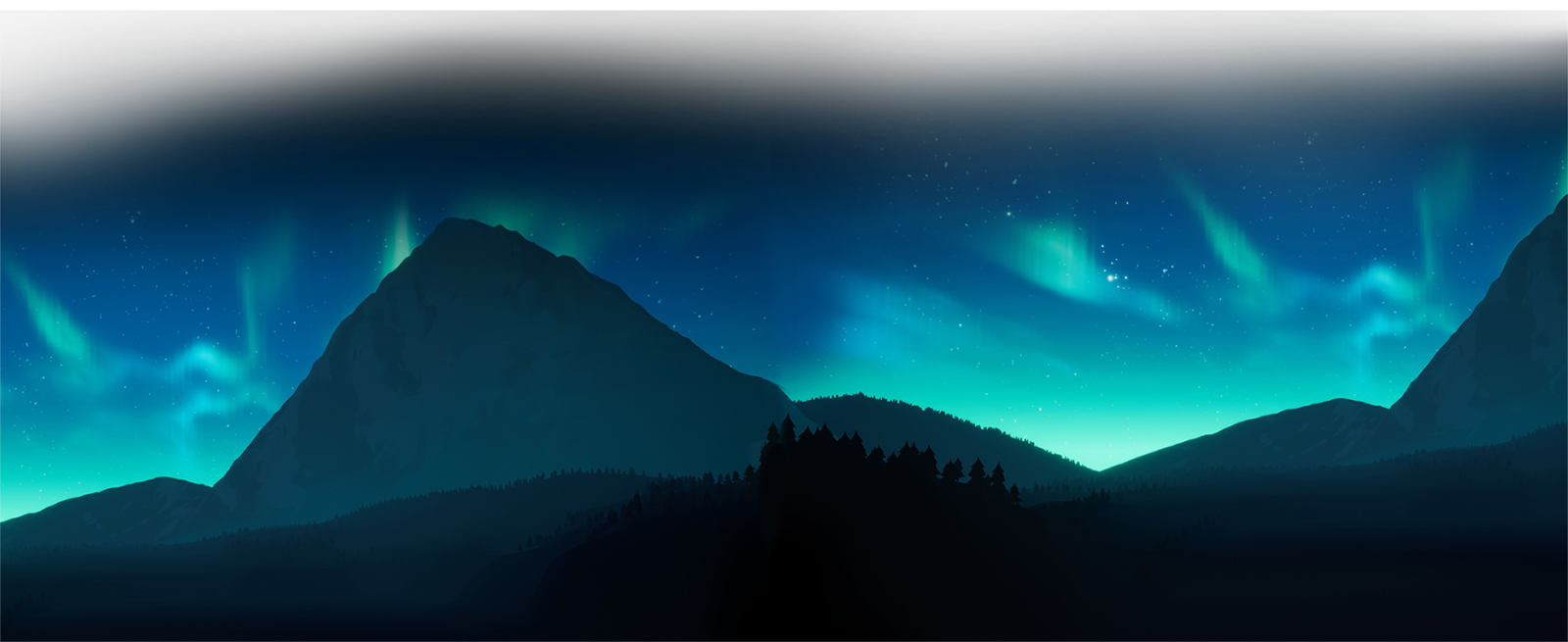 Cropped 3D render of Northen Lights.