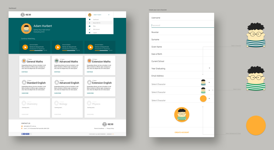 HSC101 online web design layouts.