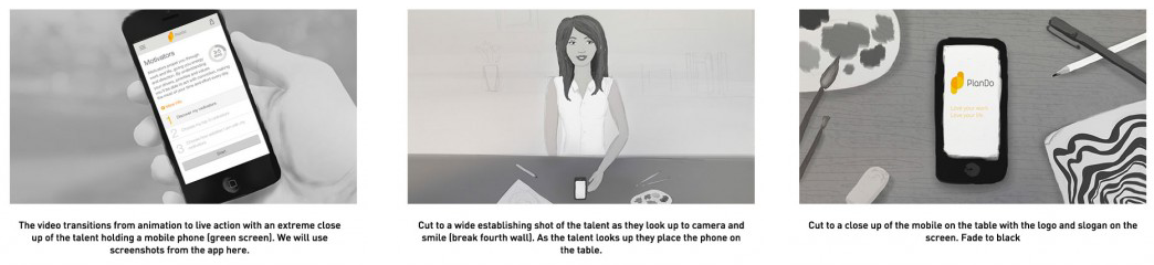 Animated storyboard for PlanDo live action video.