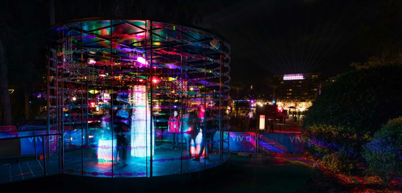 Revive The Reef installation in the distance at Vivid Sydney 2018.