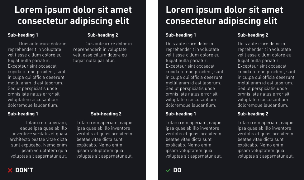 Alignment in Web Design comparison.