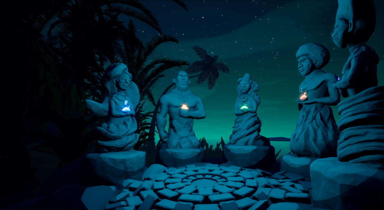 Screenshot of the guardians from the end of S1T2’s Beyond the Stars virtual reality experience.