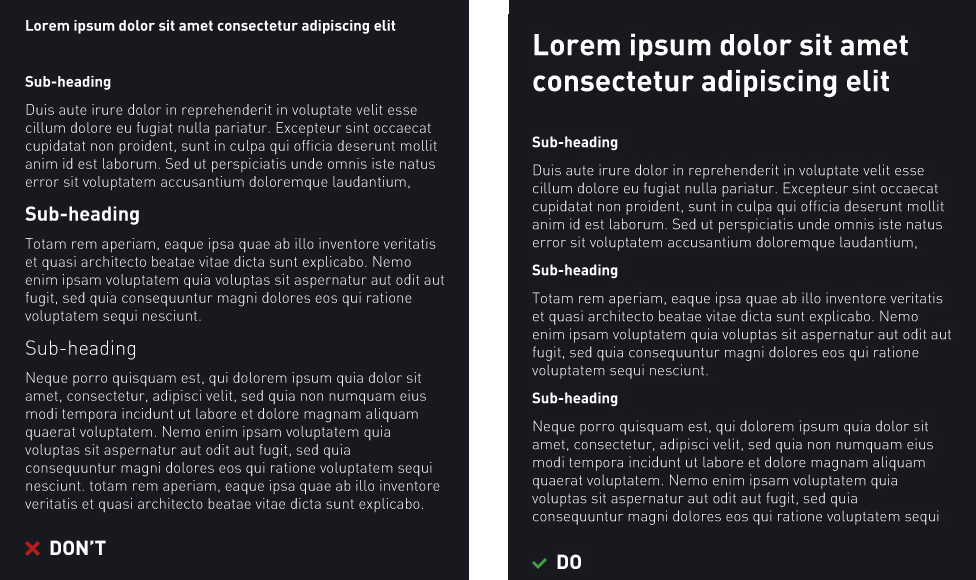 Repetition in Web Design comparison.