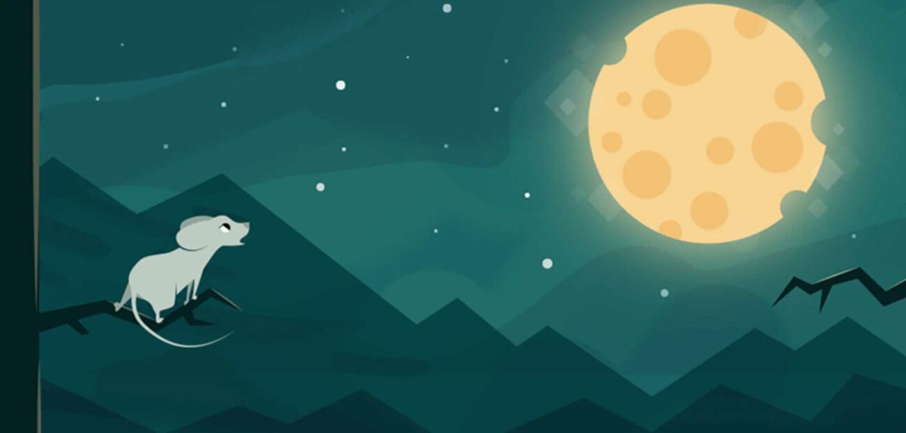 Creative Animation of Mouse looking at the moon.